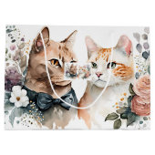 Grand Sac Cadeau Chats mariages En Fleurs (Dos)