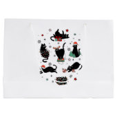Grand Sac Cadeau Chats noirs de Noël (Dos)