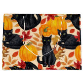 Grand Sac Cadeau Chats noirs et citrouilles (Devant)