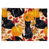 Grand Sac Cadeau Chats noirs et citrouilles (Dos)