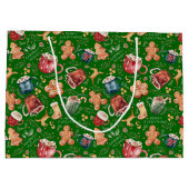 Grand Sac Cadeau Chaud cacao pain d'épices Cookies Noël rustique (Dos)