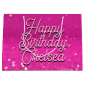 Grand Sac Cadeau Chaud Rose Parties scintillant Bokee Texte personn (Devant)