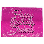 Grand Sac Cadeau Chaud Rose Parties scintillant Bokee Texte personn (Dos)