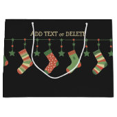 Grand Sac Cadeau Chaussettes de Noël bas saisonnier ajouter du text (Devant)