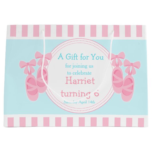 Grand Sac Cadeau Chaussons de ballet Ballerina fête d'anniversaire (Devant)