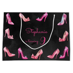 Grand Sac Cadeau Chaussure à talon rose poupée fille fête d'anniver