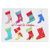 Grand Sac Cadeau Chaussure Lover All I Want for Christmas Boot Stoc (Devant)