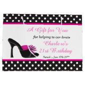 Grand Sac Cadeau Chaussures talons noirs avec Pois noirs (Dos)