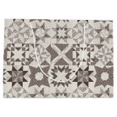 Grand Sac Cadeau Cheater Traditionnel Patchwork Stars Quilt Black (Dos)