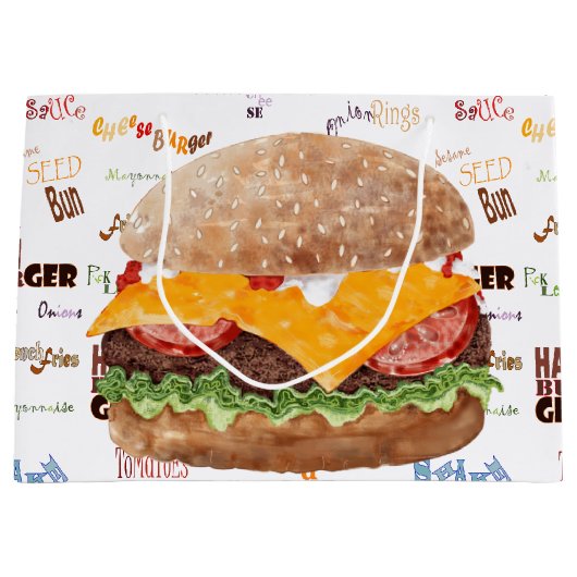 Grand Sac Cadeau Cheeseburger BBQ Grill Restauration rapide (Devant)