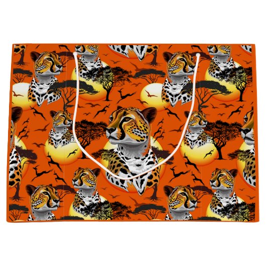 Grand Sac Cadeau Cheetah African Feline Wild Animal (Devant)