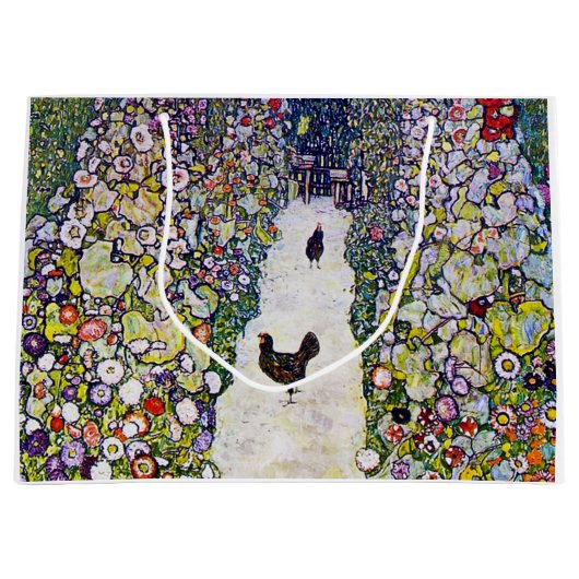 Grand Sac Cadeau Chemin de jardin avec poulets, Gustav Klimt (Devant)