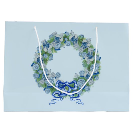 Grand Sac Cadeau Chemise bleue de Noël Chinoiserie (Dos)