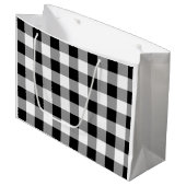 Grand Sac Cadeau Chèque de bison noir et blanc (Devant Angle)