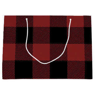 Grand Sac Cadeau Chèque de Buffle Noir Rouge