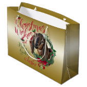 Grand Sac Cadeau CHÈQUE | voeux de Noël Bébé Chèvre Baisers Nubian (Dos Angle)