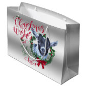 Grand Sac Cadeau CHÈQUE | voeux de Noël Bébé Chèvre Baisers Pygmée (Dos Angle)