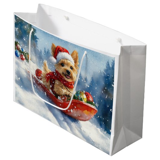 Grand Sac Cadeau Chesapeake Bay Terrier Dog dans Sledge Noël (Devant Angle)