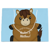 Grand Sac Cadeau Cheval Baby shower Blue Boy (Devant)