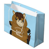 Grand Sac Cadeau Cheval Baby shower Blue Boy (Devant Angle)