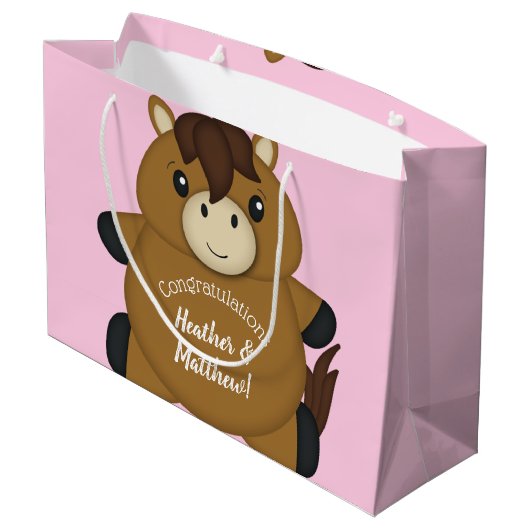 Grand Sac Cadeau Cheval Baby shower fille rose (Dos Angle)