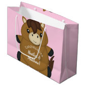 Grand Sac Cadeau Cheval Baby shower fille rose (Devant Angle)