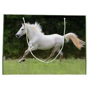 Grand Sac Cadeau Cheval blanc galopant