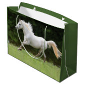 Grand Sac Cadeau Cheval blanc galopant (Dos Angle)