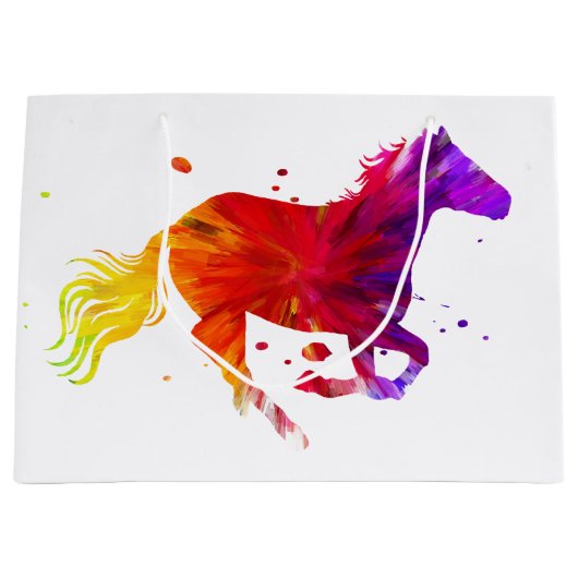 Grand Sac Cadeau Cheval coloré (Devant)