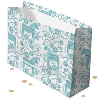 Cheval de Dala suédois Turquoise et blanc