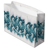 Grand Sac Cadeau Cheval de mer et flocons de neige de Noël côtier # (Dos Angle)