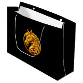 Grand Sac Cadeau Cheval en or (Devant Angle)