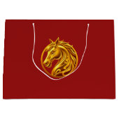 Grand Sac Cadeau Cheval en Or (Devant)