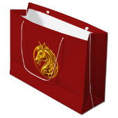 Grand Sac Cadeau Cheval en Or (Devant Angle)