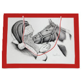 Grand Sac Cadeau Cheval et père noël de Noël (Devant)