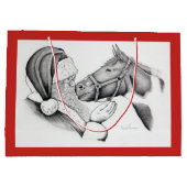 Grand Sac Cadeau Cheval et père noël de Noël (Dos)