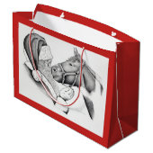 Grand Sac Cadeau Cheval et père noël de Noël (Dos Angle)