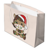 Grand Sac Cadeau Cheval Noël Animaux d'hiver Chevaux de vacances (Dos Angle)