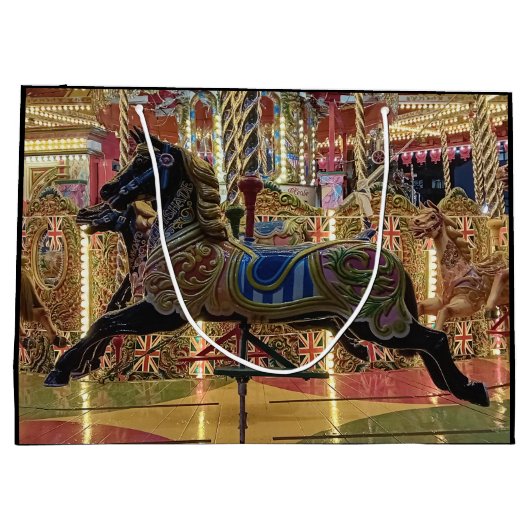 Grand Sac Cadeau Cheval noir (Dos)