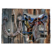 Grand Sac Cadeau Cheval Saddle Horseshoe Rustique Western (Dos)