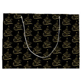 Grand Sac Cadeau Cheval sapin de Noël parties scintillant d'or éque (Dos)