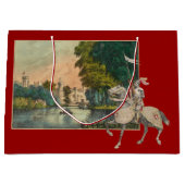 Grand Sac Cadeau Chevalier et cheval dans le château d'armure (Devant)