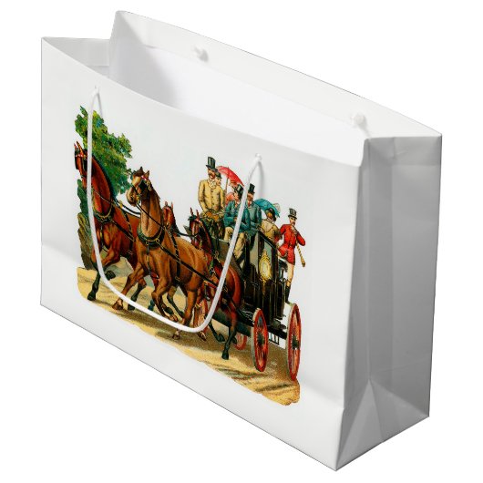 Grand Sac Cadeau Chevaux et chariot (Devant Angle)