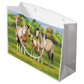 Grand Sac Cadeau Chevaux Poulet Poulet Poulet À Peinture En Pâturag (Dos Angle)