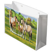 Grand Sac Cadeau Chevaux Poulet Poulet Poulet À Peinture En Pâturag (Devant Angle)