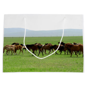 Grand Sac Cadeau Chevaux sur la prairie - Photographie du paysage