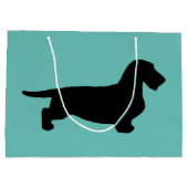 Grand Sac Cadeau Cheveux ronds Dachshund - Silhouette 1 (Dos)
