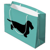 Grand Sac Cadeau Cheveux ronds Dachshund - Silhouette 1 (Dos Angle)