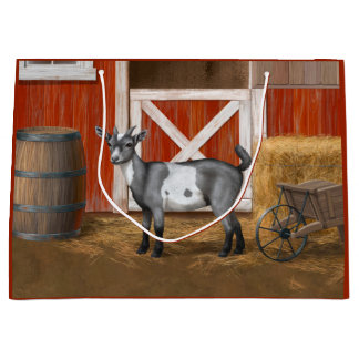 Grand Sac Cadeau Chèvre tachetée gris mou