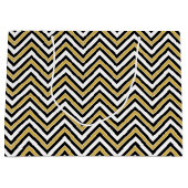 Grand Sac Cadeau Chevron doré  (Devant)